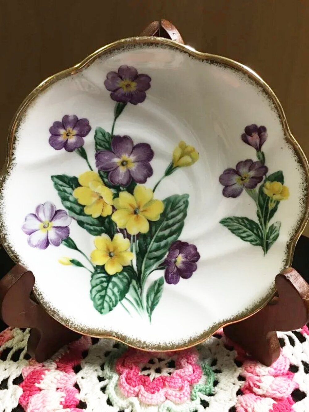 Salisbury England Bone China Primula Spare Saucer Replacement Gold Trim